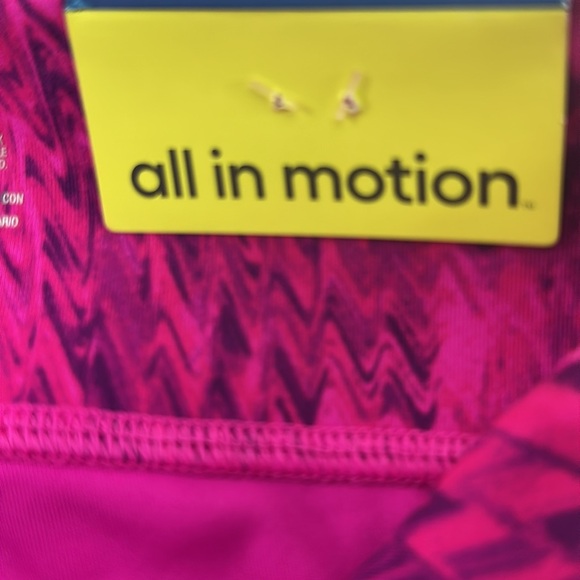 Girls Neon Pink Mid Rise Leggings All in Motion Purple Squiggles - Picture 6 of 9